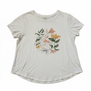 Old Navy Short Sleeve White With Floral Design Tshirt